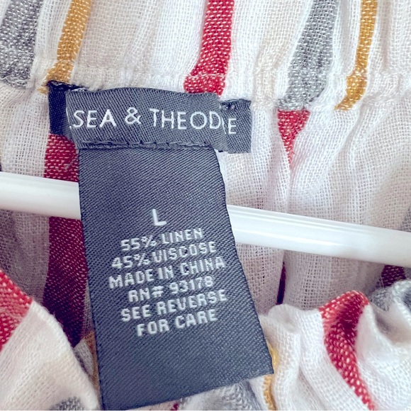 Chelsea and Theodore Linen Blend Draw String Stripped Pants - Picture 6 of 6